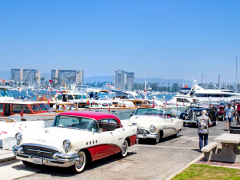View vintage vehicles and and yachts at Old Fashioned Day in Burton Chace Park, Marina del Rey.