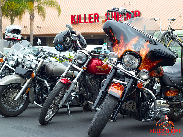 harley davidson bikes at Killer Shrimp Restaurant & Bar as annual event in Marina del Rey