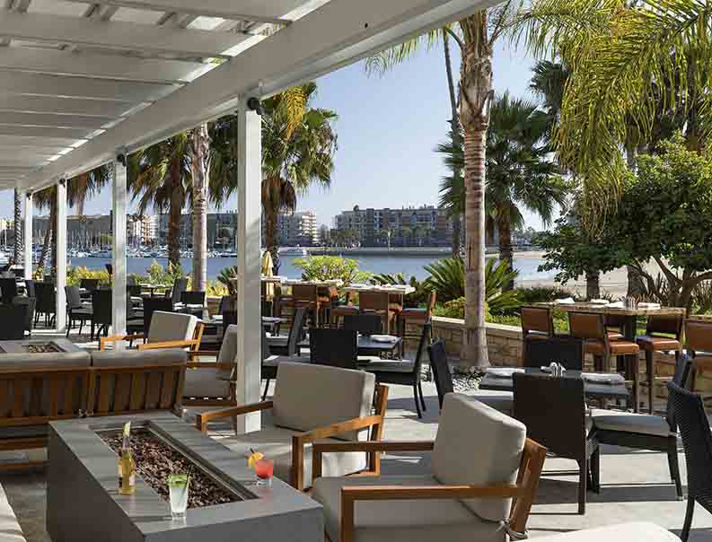 Waterfront dining at Beachside, Marina del Rey.
