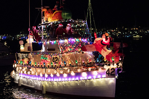 boat d decorated in colorful lights