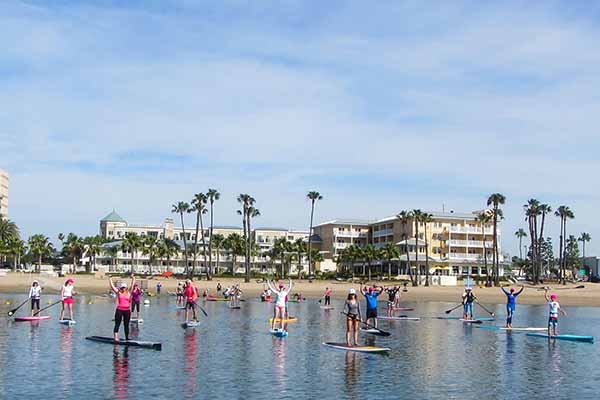 group paddleboarders