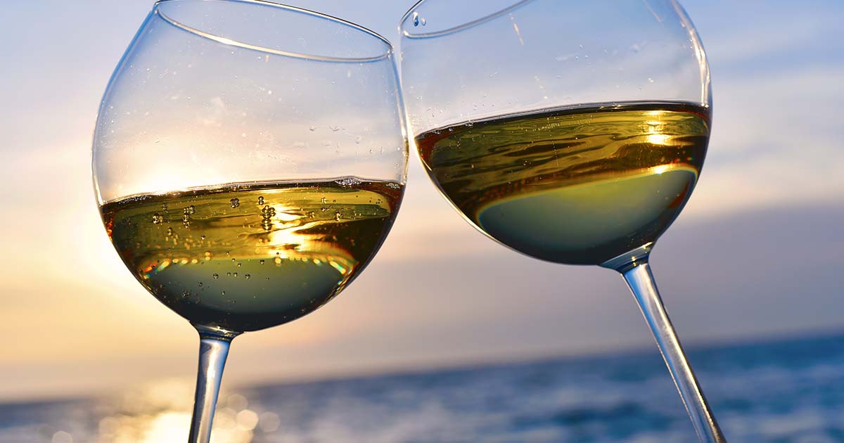 wine at sunset