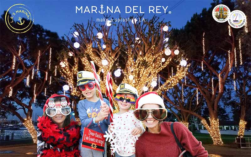 Holiday photo booth at Marina Lights in Burton Chace Park, Marina del Rey