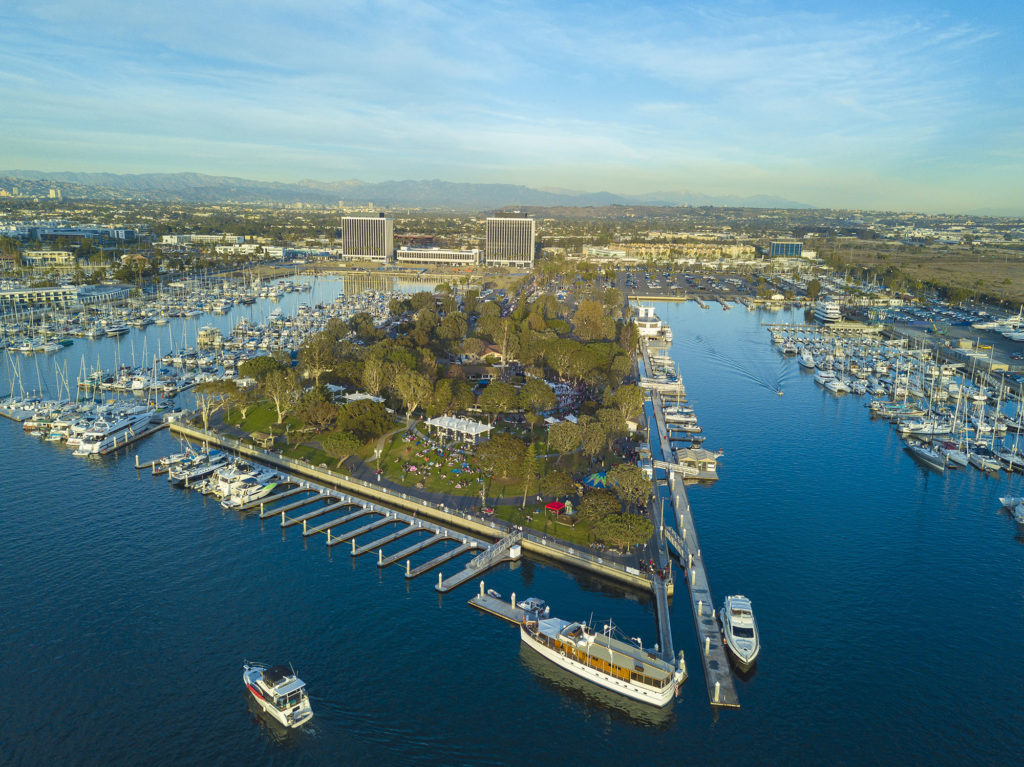 aerial view of Burton Chace Park and harbor