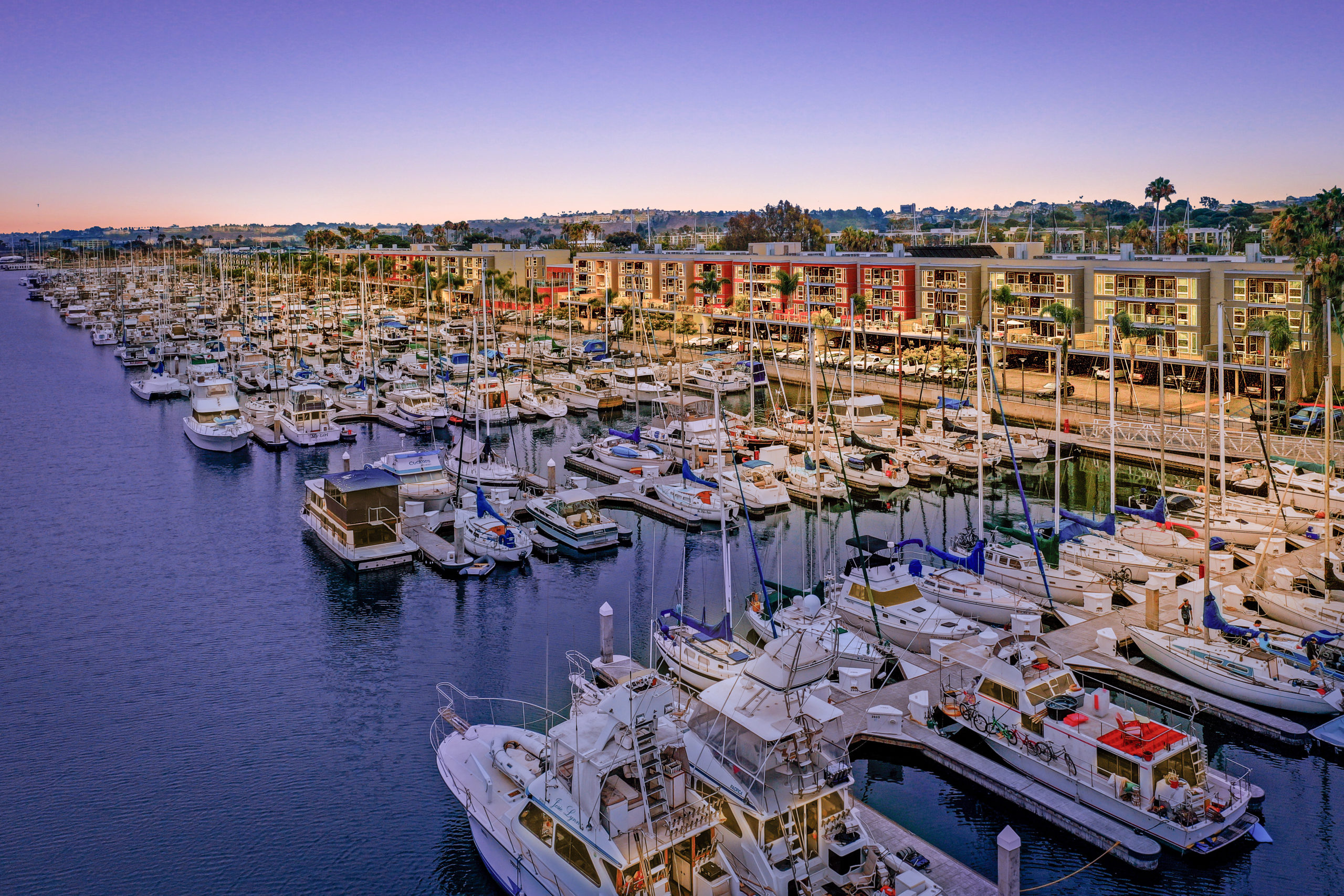 View of the marina from new hotels Courtyard by Marriott and Residence Inn by Marriott in Marina del Rey