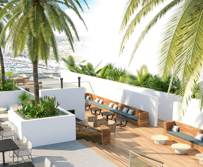 Rendering of rooftop deck at new hotels in Marina del Rey