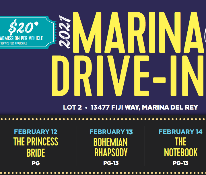 Movie showtime and list for the new Marina Drive-in movie series in Marina del Rey