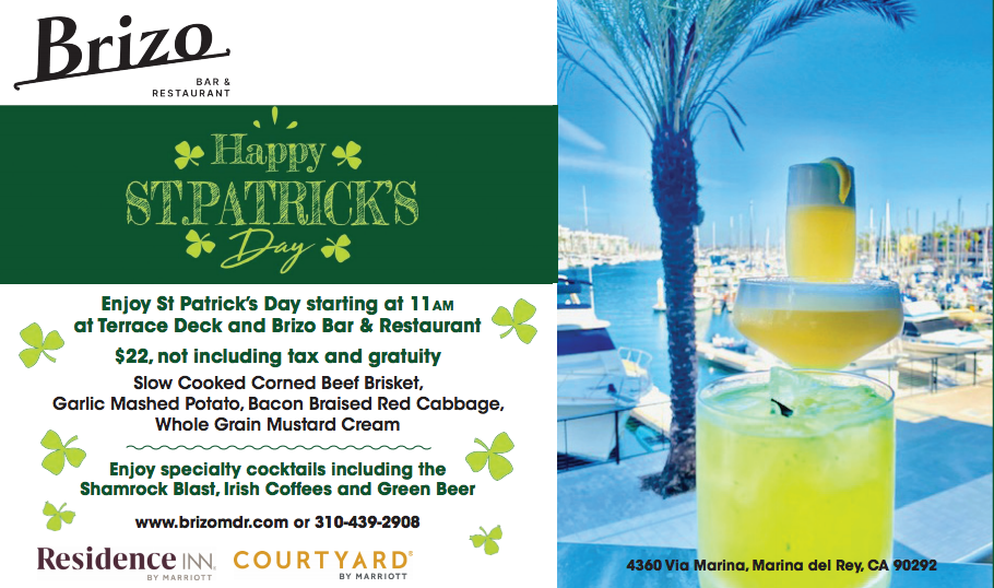 Flyer promoting St. Patrick's at Brizo restaurant