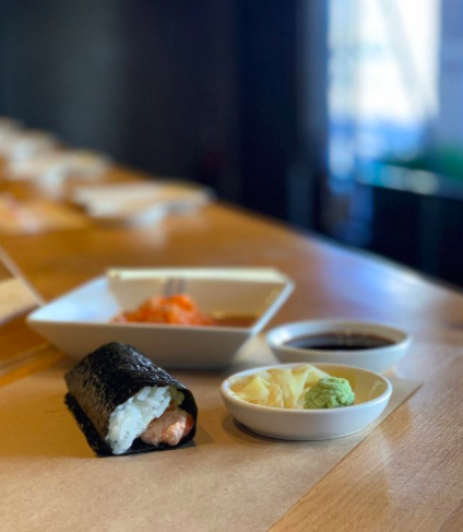 Hand roll sushi and sashimi at KazuNori