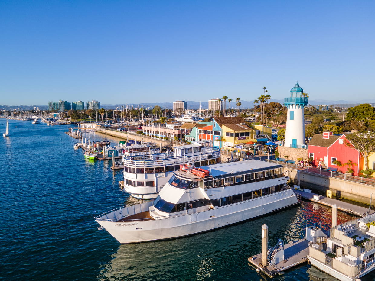Fisherman's Village with boats and lighthouse in Marina del Rey