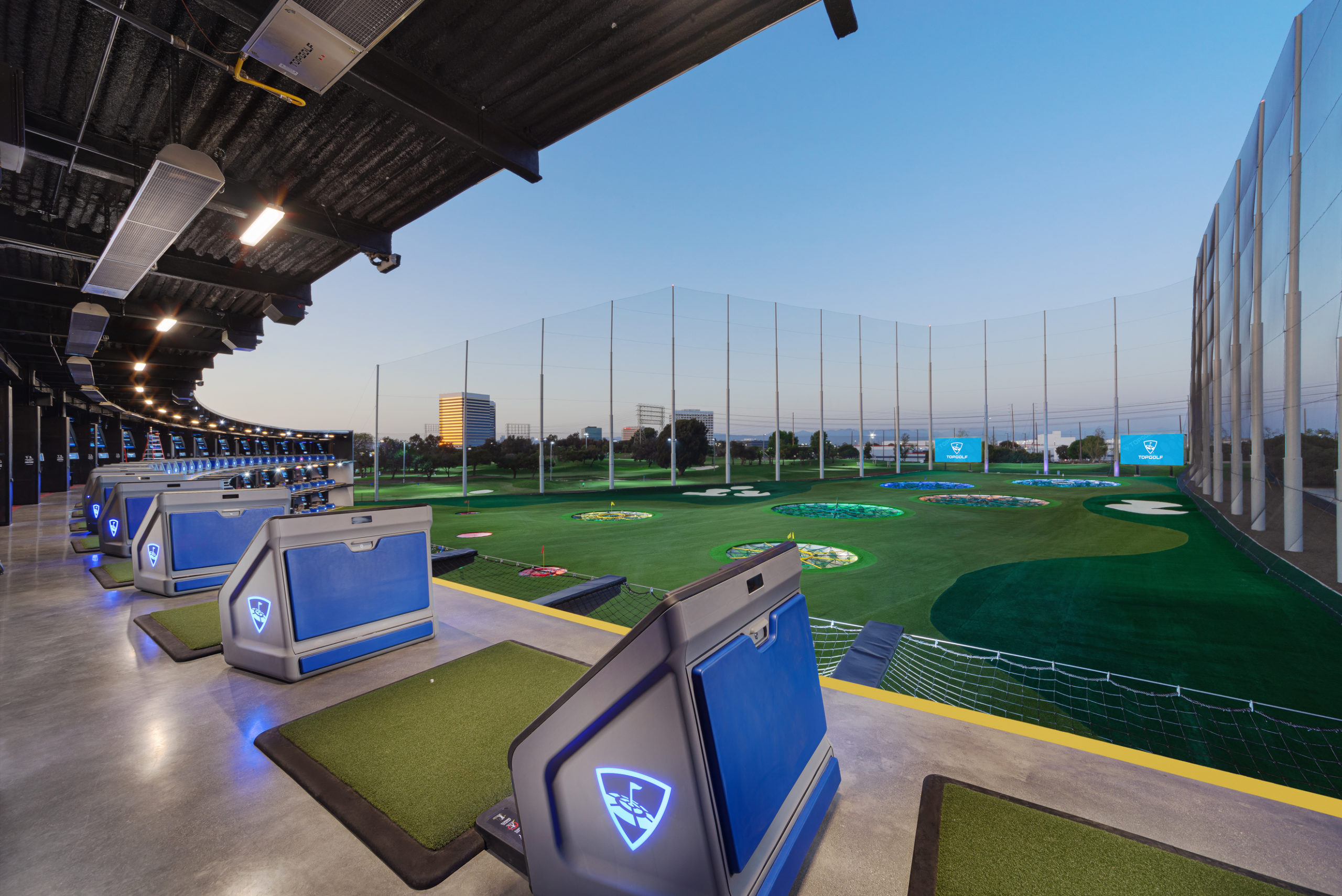 Golf driving range with screen at Top Golf El Segundo