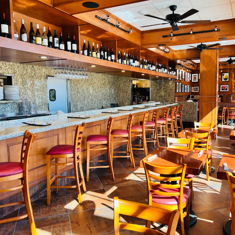 Interior bar area of restaurant